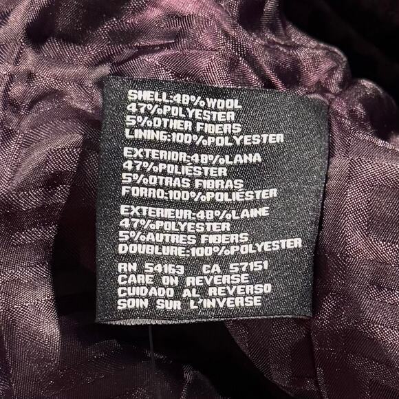 NWT Guess Coat Wool Classic Preppy Professional Minimalist Formal Burgundy Small - Picture 6 of 11